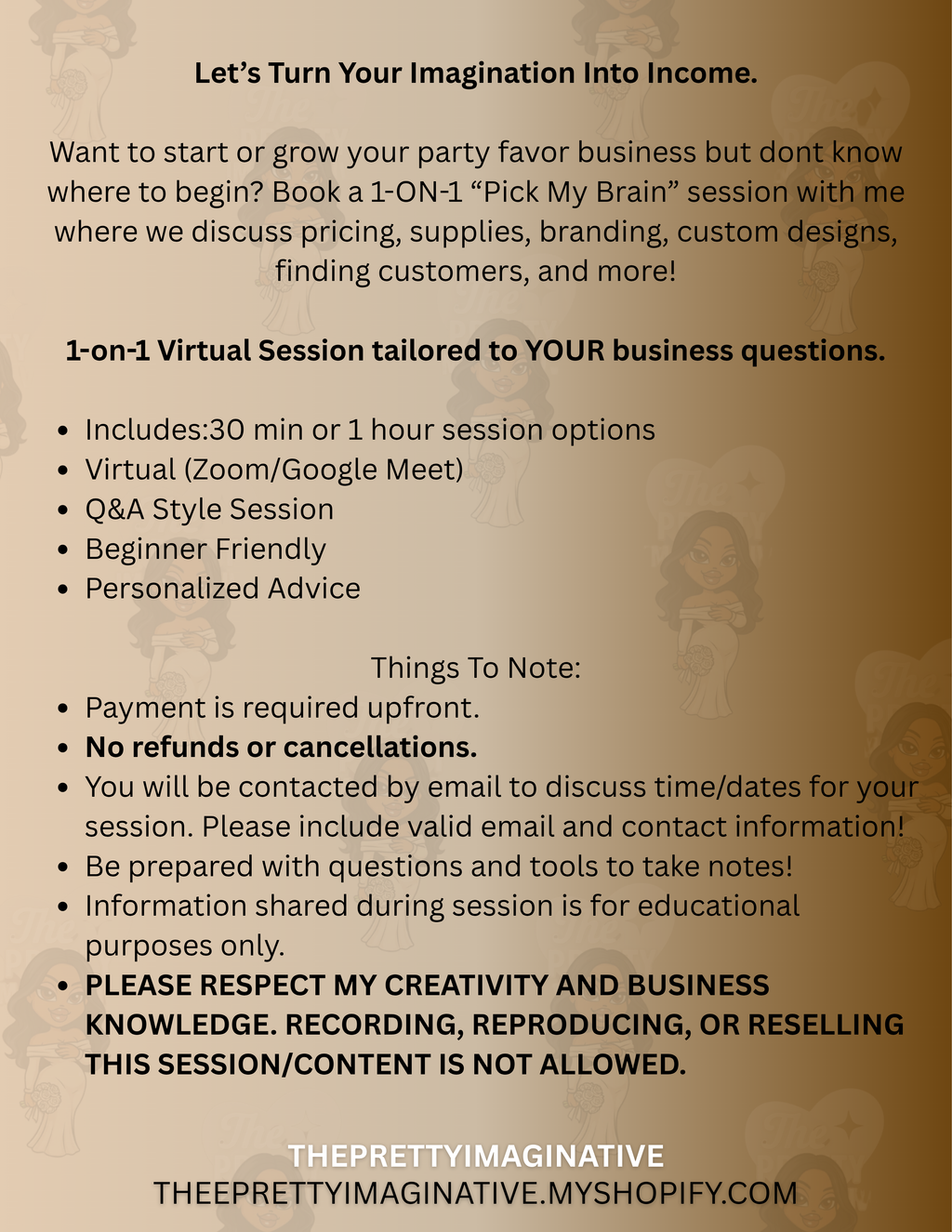 "Pick My Brain" 1-ON-1 Class Session