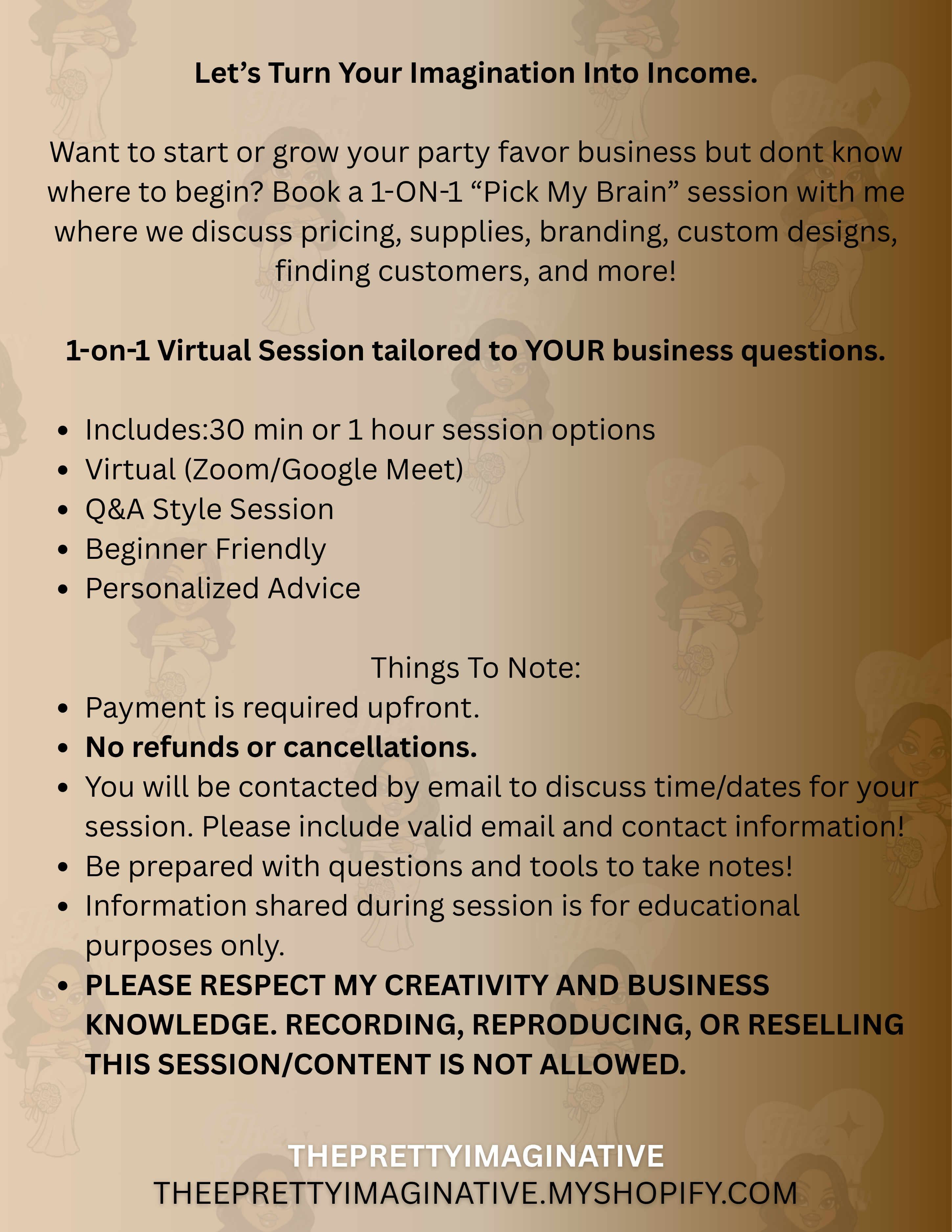 "Pick My Brain" 1-ON-1 Class Session